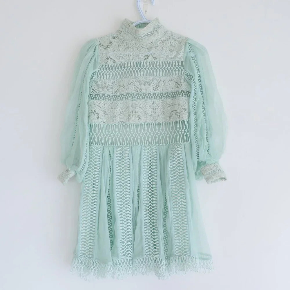 Zimmerman Rhythm Spiral Empire Dress Mint  Green Lace & Chiffon Dress Size 0